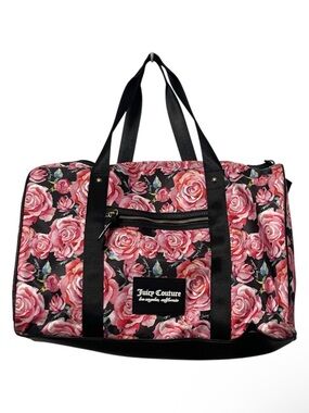 JUICY COUTURE Floral Pink Roses Weekender Duffle Travel Bag